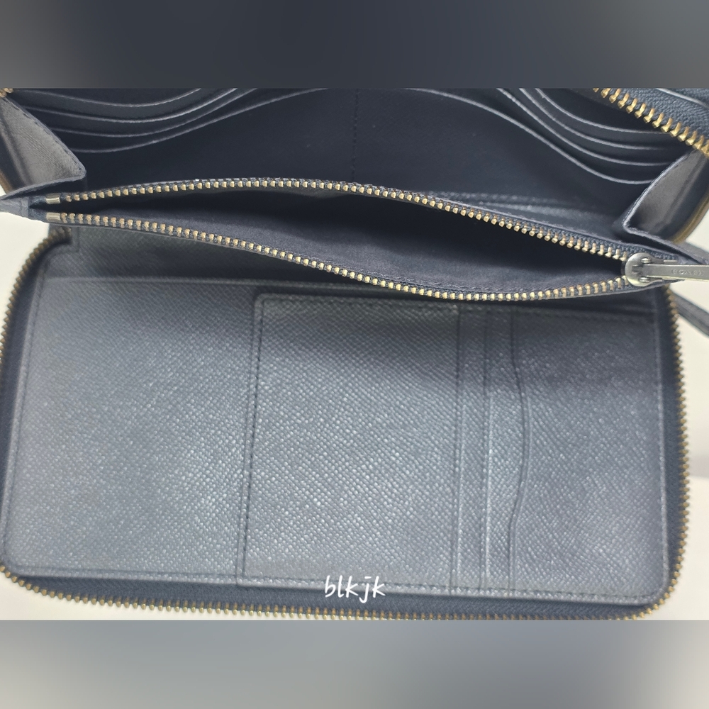 Coach Crossgrain Double Zip Travel Wallet *Blue* NWOT - Picture 12 of 16
